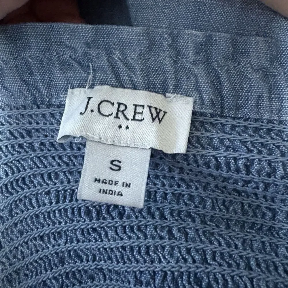 J. Crew Chambray Smocked Tiered Cotton Sun Dress Sz S